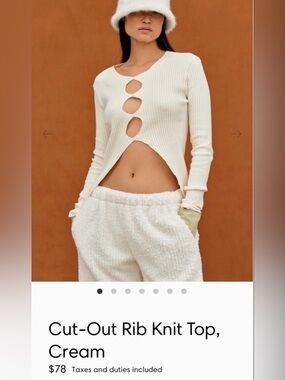 Source unknown Cut-Out Rib Knit Top Cream